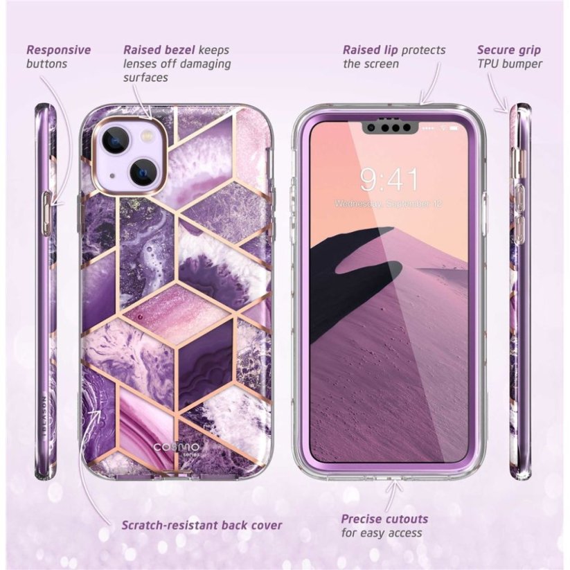 Kryt Supcase Cosmo iPhone 14 Plus / 15 Plus Marble Purple