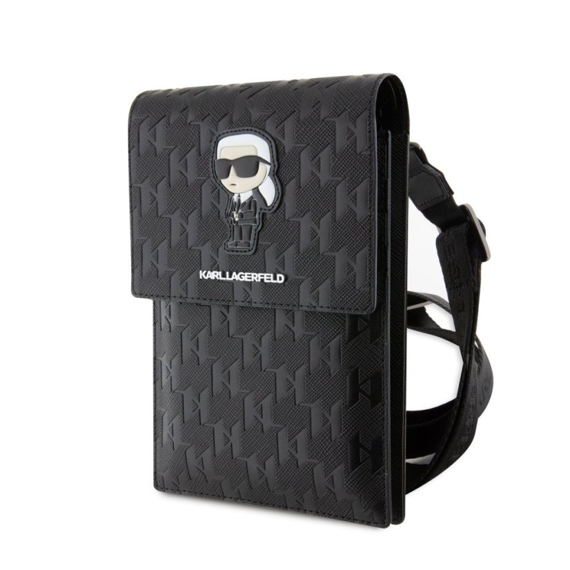 Karl Lagerfeld Saffiano Monogram Ikonik NFT telefon táska Black