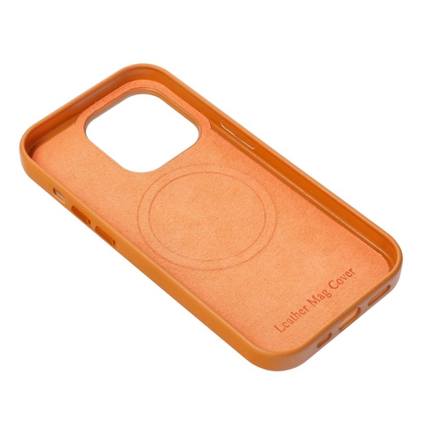 Kryt Leather Mag Cover Case iPhone 15 Pro Max Orange