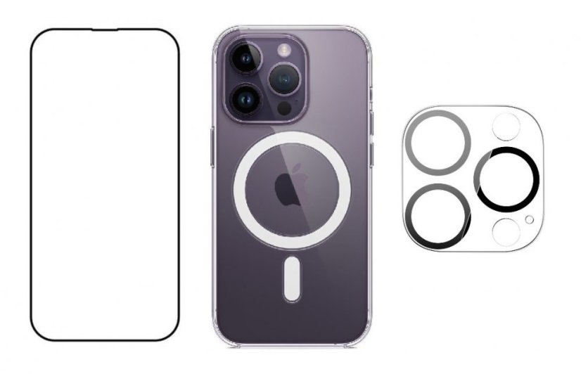 3PACK - Hydrogel + Crystal Air kryt s MagSafe + ochranné sklíčko kamery pre iPhone 14 Pro Max