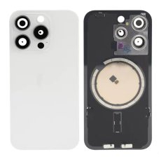 Apple iPhone 15 Pro - Náhradné zadné sklo housingu so sklíčkom kamery a MagSafe (White Titanium)