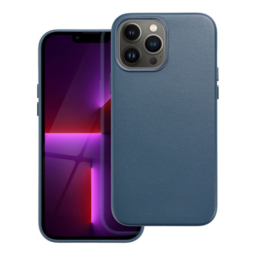 Kožený kryt - Mag Cover  iPhone 13 Pro Max modrý