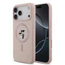 Karl Lagerfeld Liquid Silicone Karl and Choupette MagSafe zadní kryt pro iPhone 17 Pro Max Pink