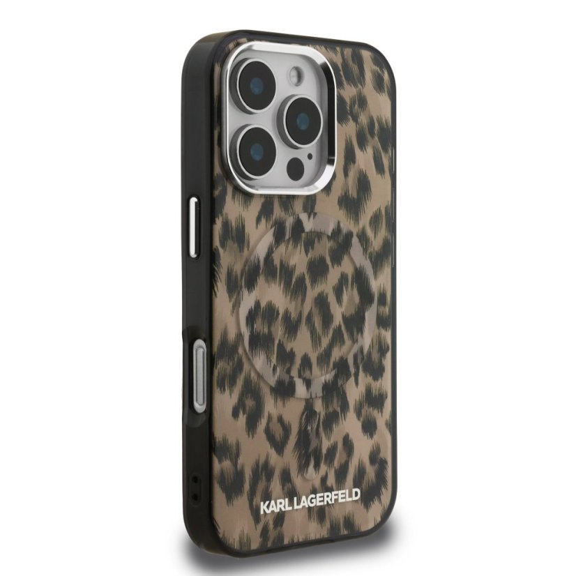 Karl Lagerfeld IML Leopard MagSafe zadný kryt pre iPhone 16 Pro Max Brown