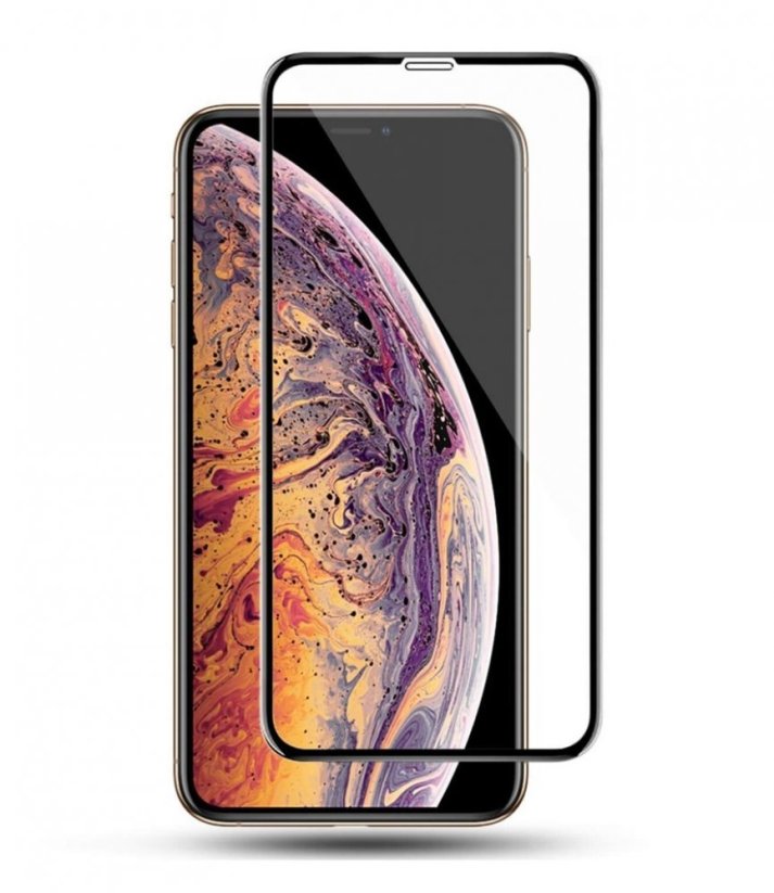 5D Hybrid ochranné sklo iPhone 11 Pro s vystúpenými okrajmi - čierne