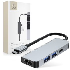 HUB rozbočovač Tech-Protect V2-Hub Adapter 4In1 Grey