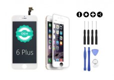 MULTIPACK - Bílý LCD displej iPhone 6 Plus + 3D ochranné sklo + sada nářadí