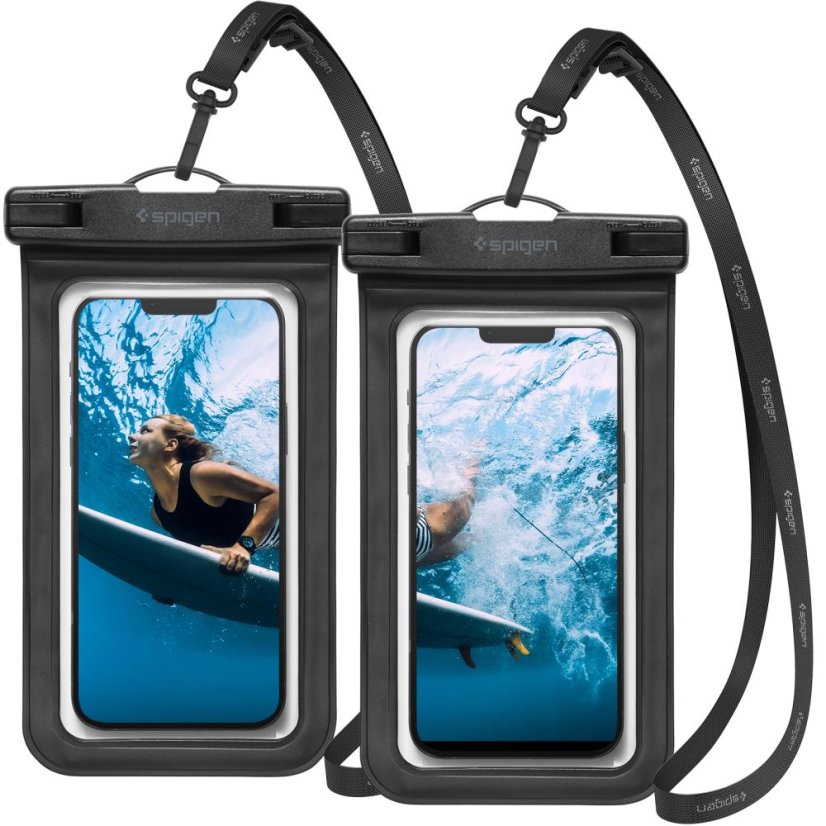 Vodeodolné púzdro Spigen A601 Universal Waterproof Case 2-Pack Black