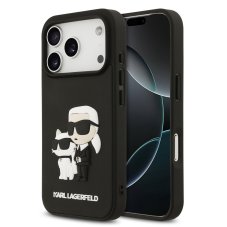 Karl Lagerfeld 3D Rubber Karl and Choupette zadní kryt pro iPhone 17 Pro Black