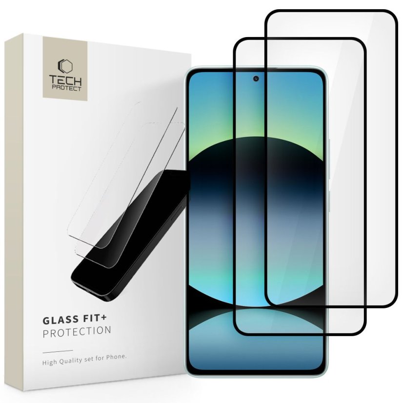 Ochranné tvrdené sklo Tech-Protect Glass Fit+ 2-Pack Xiaomi Redmi Note 14 4G / 5G / Poco M7 Pro 5G Black