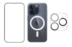 3PACK - Hydrogel + Crystal Air kryt s MagSafe + ochranné sklíčko kamery pre iPhone 15 Pro Max