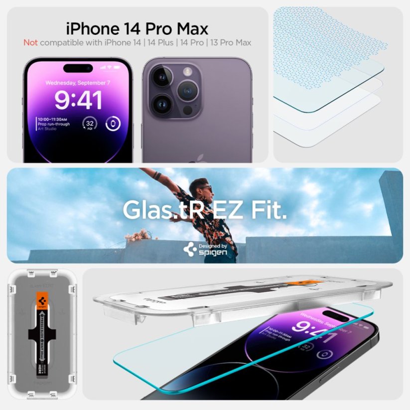 Ochranné tvrdené sklo Spigen Glas.Tr ”Ez Fit” 2-Pack iPhone 14 Pro Clear