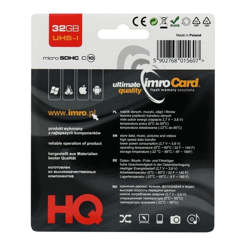 Pamäťová karta Imro Memory Card Microsd 32Gb 100Mb/S Class10 Uhs I