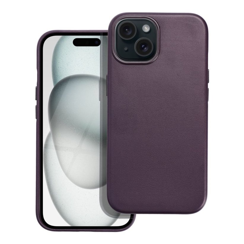 Kryt Leather Mag Cover Case iPhone 15 Dark Violet