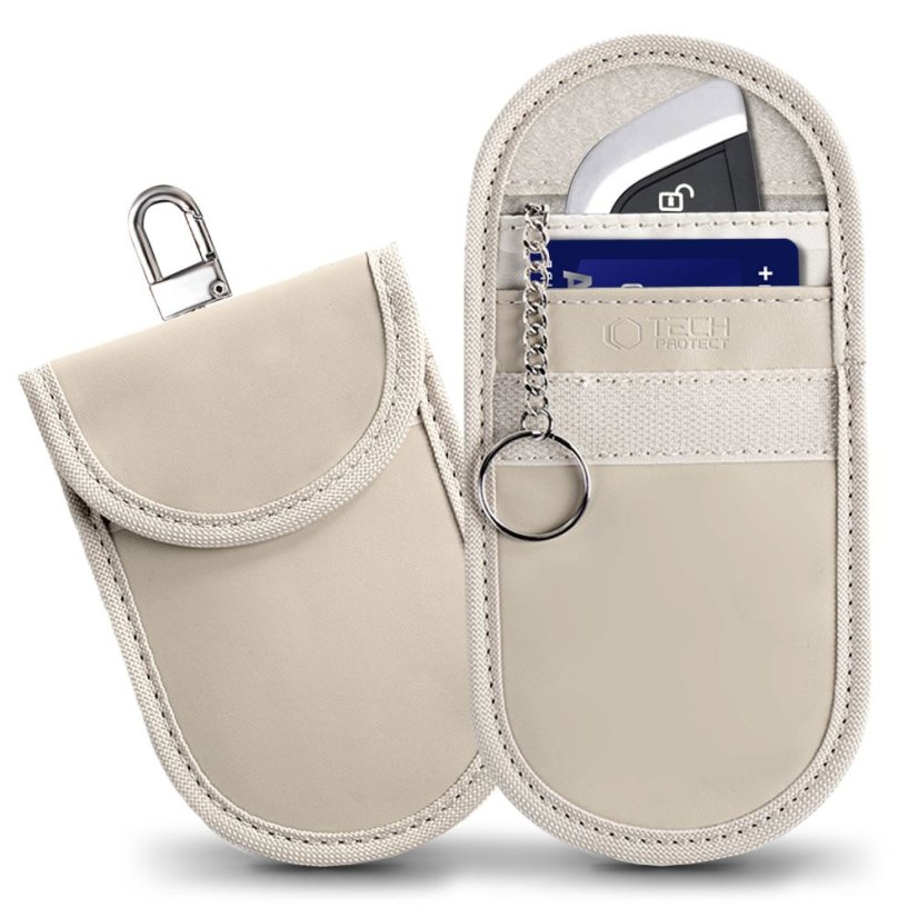 RFID blokátor Klatka Faradaya Tech-Protect Klr100 Pouch Keyless Rfid Signal Blocker Case Caffe Latte