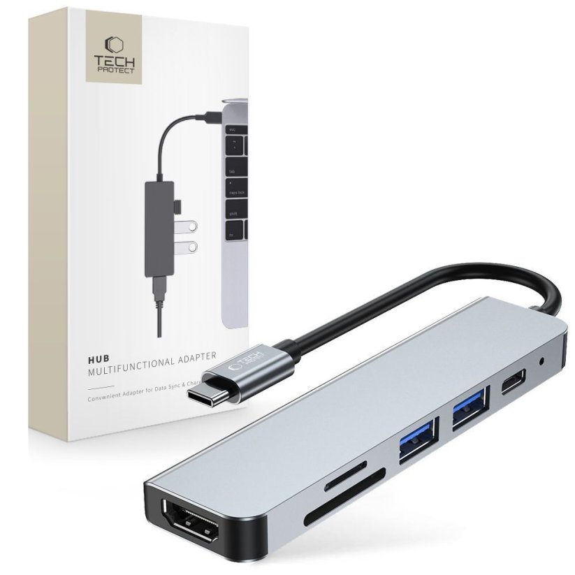 HUB rozbočovač Tech-Protect V4-Hub Adapter 6In1 Grey