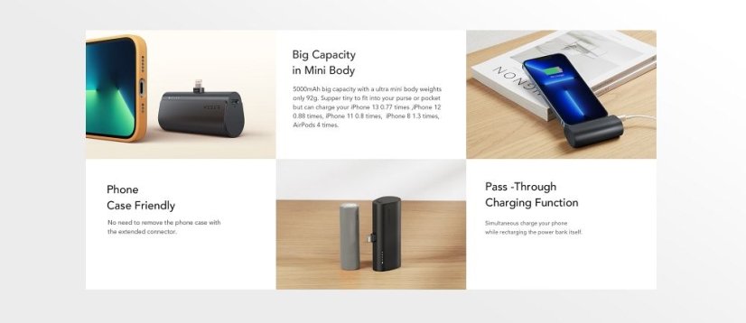 Powerbanka Powerbank Veger Plugon (W0556P) Pd Qc3.0 3A 20W 5000 mAh With A Built-In Connector Lightning Black
