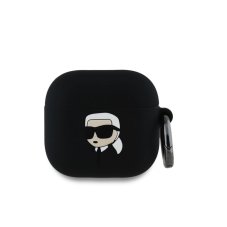 Karl Lagerfeld 3D logó NFT Karl Head szilikon tok AirPods 4 Black színhez