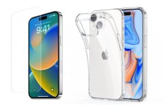 2PACK - Ochranné tvrdené sklo + transparentný kryt pre iPhone 15