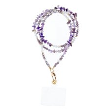 Stone Phone Lanyard, Phone Pendant / Cord Length 82cm (41cm In The Loop) / On Neck - Purple