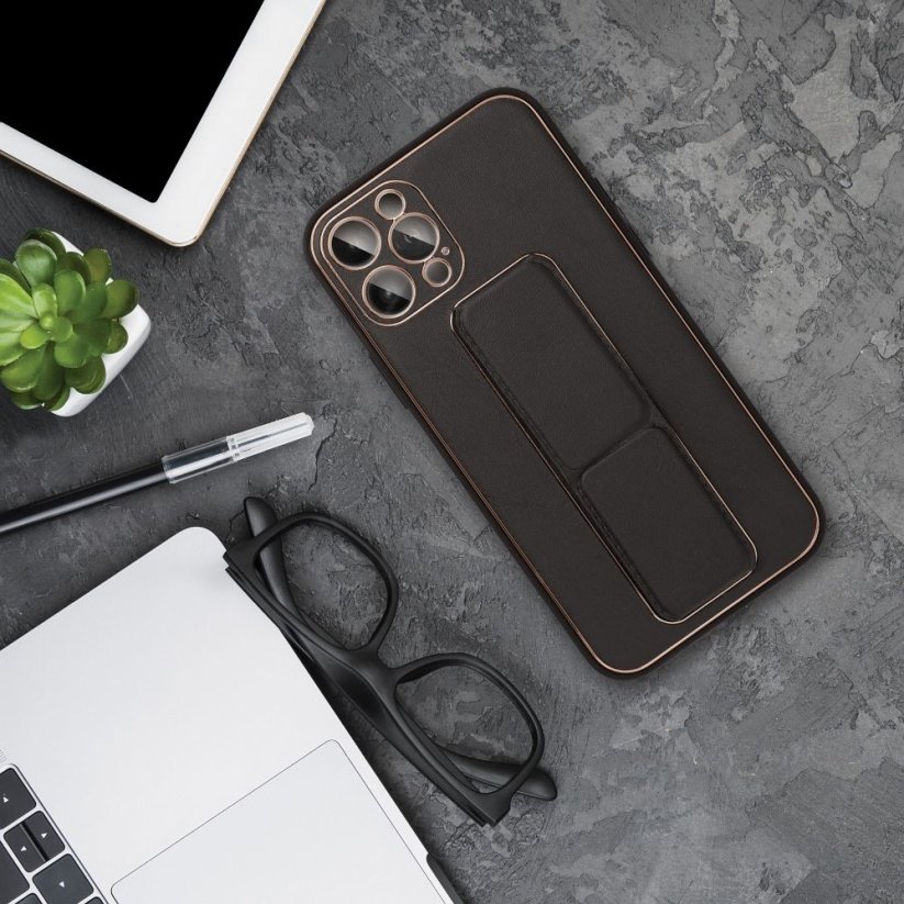 LEATHER Case Kickstand  Samsung Galaxy A34 5G čierny