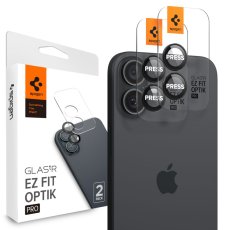 Ochranné sklo zadnej kamery 2ks v balení, set ochranných skiel zadnej kamery Spigen Optik Pro Glas.Tr ”Ez Fit” Camera Protector 2-Pack iPhone 16 / 16 Plus / 17 Black