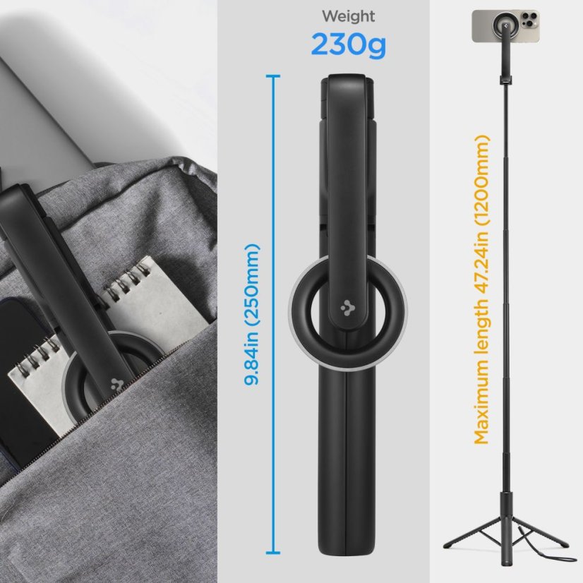 Selfie Stick Spigen S580W Magsafe Bluetooth Selfie Stick Long állvány Black