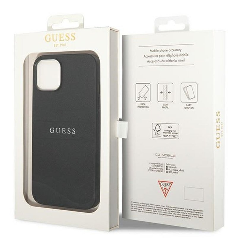 Kryt Original Faceplate Case Guess Guhcp14Mpsasbbk iPhone 14 Plus (Saffiano With Metal Logo / Black)