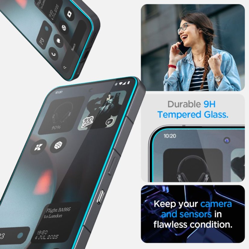2ks v balení, set ochranných skiel Spigen Glas.Tr ”Ez Fit” 2-Pack Nothing Phone 3 Clear