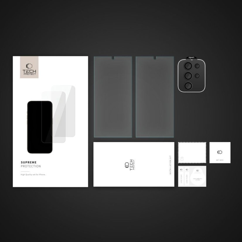 Edzett védőüveg Tech-Protect Supreme Set 3-Pack Samsung Galaxy S24 Ultra Clear