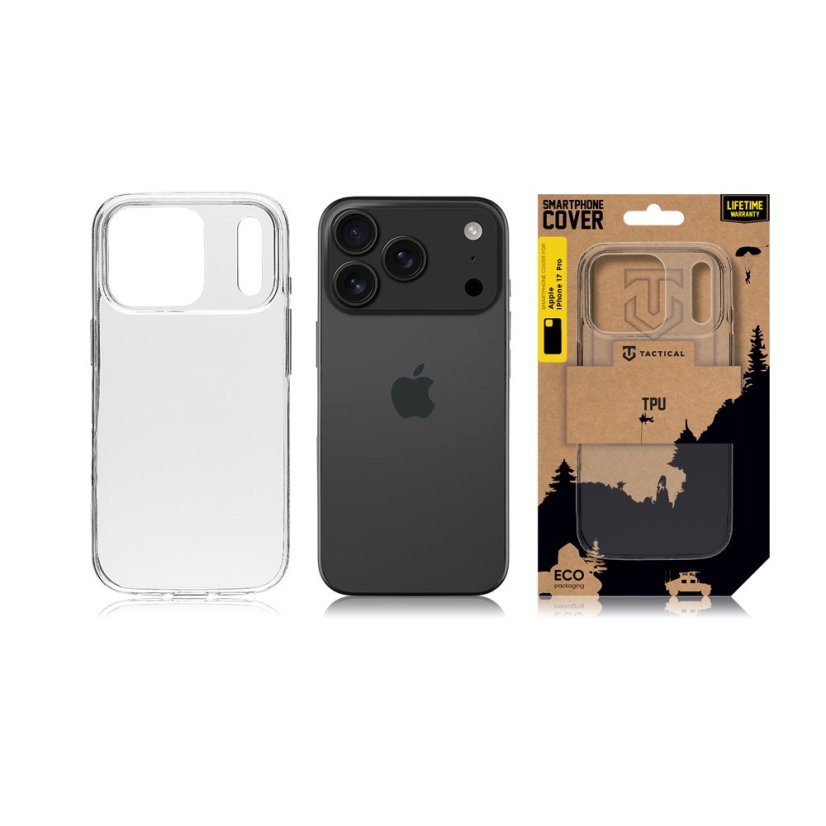 Tactical TPU kryt pre Apple iPhone 17 Pro Transparent