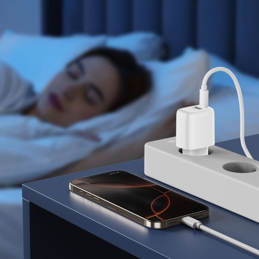 Tech-Protect Nca20 2portová síťová nabíječka PD 20W / QC3.0 + kabel Type-C Bílá