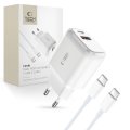 Nabíjačka do siete Tech-Protect C20W 2-Port Network Charger PD 20W / QC3.0 + Type-C Cable White