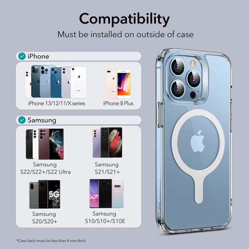 Tok ESR Halolock Magnetic Magsafe Universal Magnetic Ring 2-Pack White