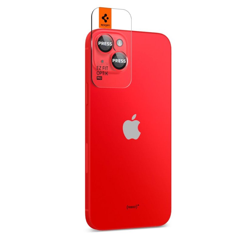 Ochranné sklo zadnej kamery Spigen Optik.Tr ”Ez Fit” Camera Protector 2-Pack iPhone 14 / 14 Plus / 15 / 15 Plus Red