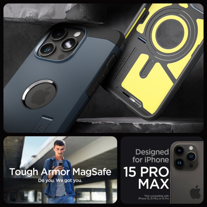 Kryt Spigen Tough Armor Mag Magsafe iPhone 15 Pro Max Metal Slate