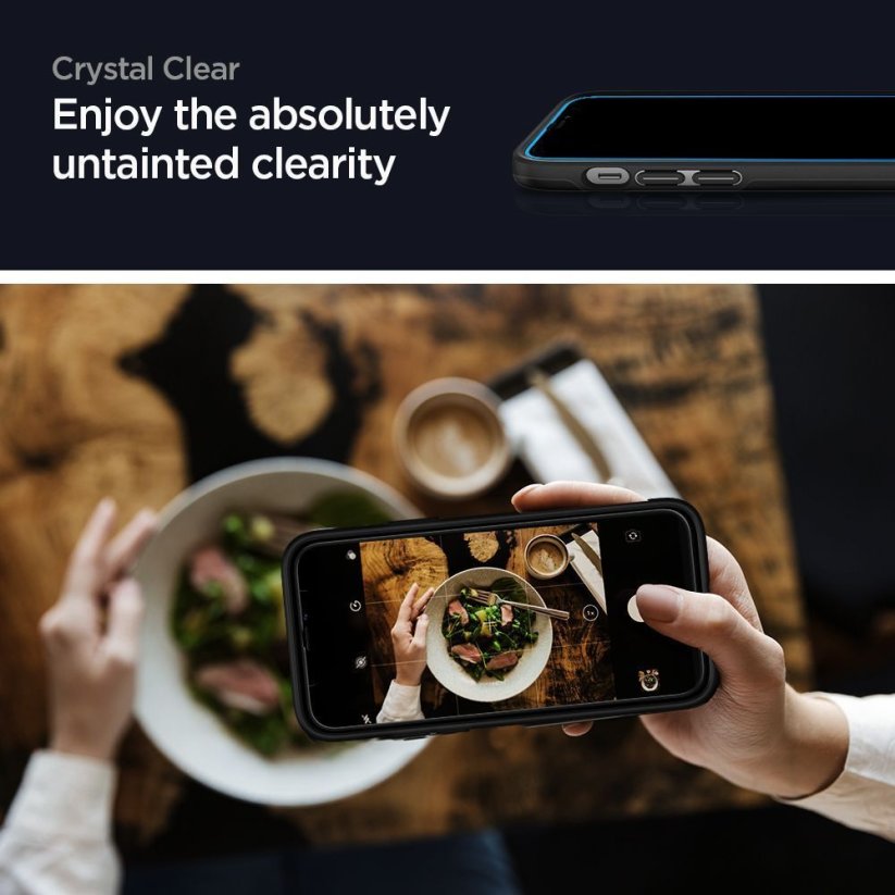 Ochranné tvrdené sklo Spigen Glass Fc iPhone 12 / 12 Pro Black