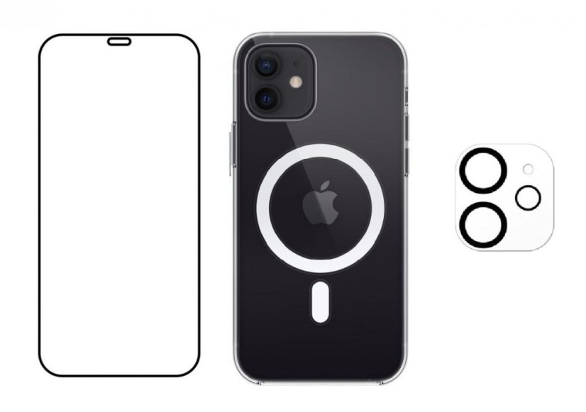 3PACK - Hydrogel + Crystal Air kryt s MagSafe + ochranné sklíčko kamery pre iPhone 12 mini