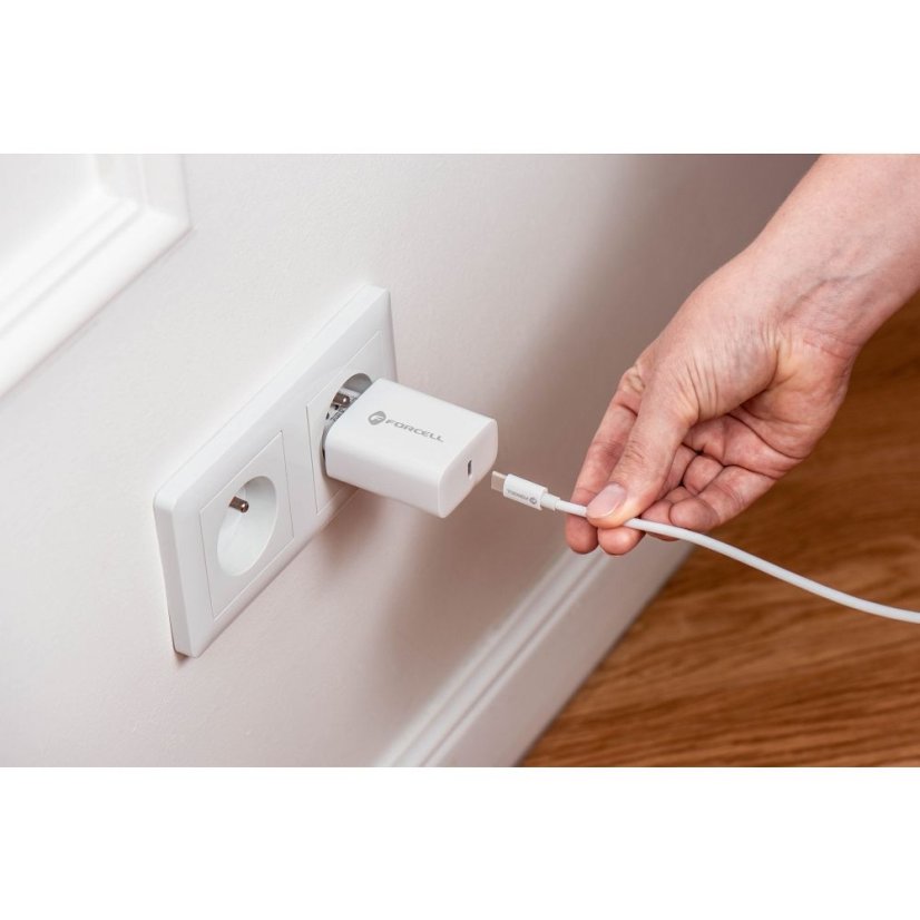 Kábel Phone Charger Forcell F-Energy USB C Qc4.0 Pd 3A 20W + Cable USB C to Lightning Tfk-Tc-20Wpd White