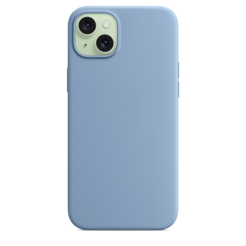 iPhone 15 Plus Silicone Case s MagSafe - Winter Blue design (slabomodrý)