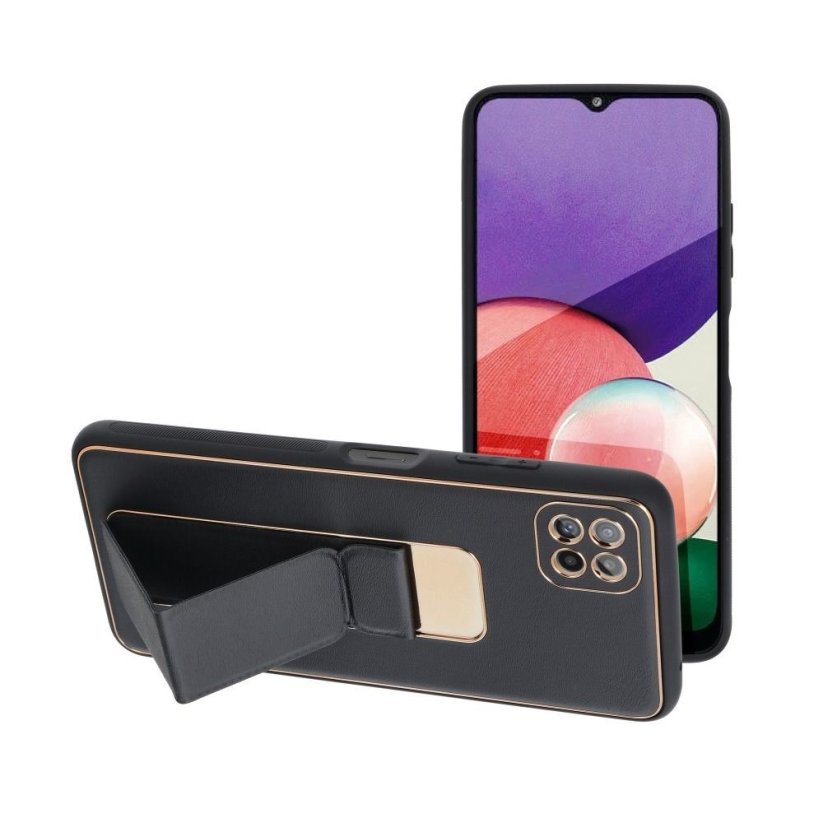 Forcell LEATHER Case Kickstand  Samsung Galaxy A22 5G čierny