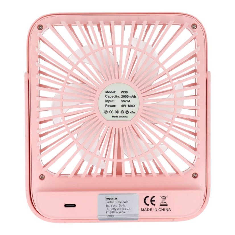 Desk Fan With Adjustable Stand W30 Pink