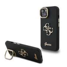 Guess PU Grained 4G Logo Stand Camera Frame zadný kryt pre iPhone 15 Black Guess PU Grained 4G Logo Stand Camera Frame zadný kryt pre iPhone 15 Black