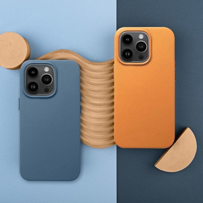 Kožený kryt - Mag Cover  iPhone 13 Pro Max modrý