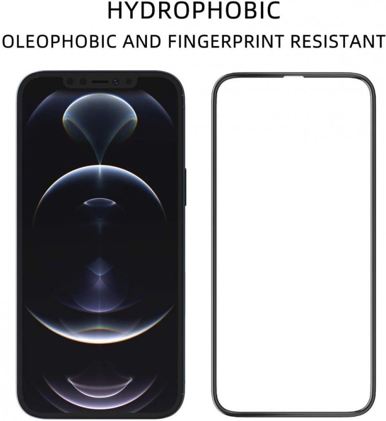5D Hybrid ochranné sklo iPhone 12 Pro Max s vystúpenými okrajmi - čierne