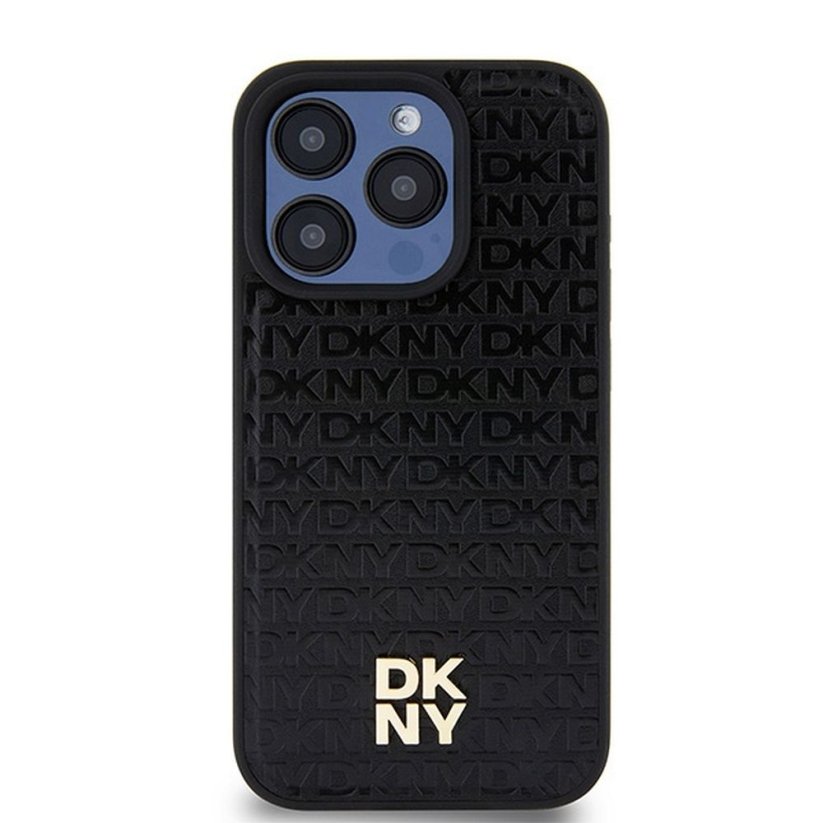 Kryt DKNY Case iPhone 15 Pro s MagSafe Dkhmp15Lpshrpsk (DKNY Hc Magsafe Pu Repeat Pattern W/Stack Logo) Black