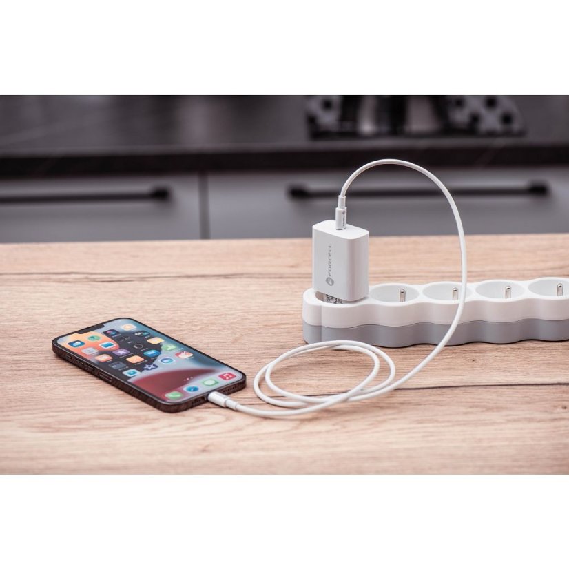 Kábel Phone Charger Forcell F-Energy USB C Qc4.0 Pd 3A 20W + Cable USB C to Lightning Tfk-Tc-20Wpd White