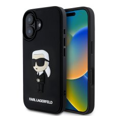 Karl Lagerfeld 3D gumi Ikonik tok iPhone 16 készülékhez Black