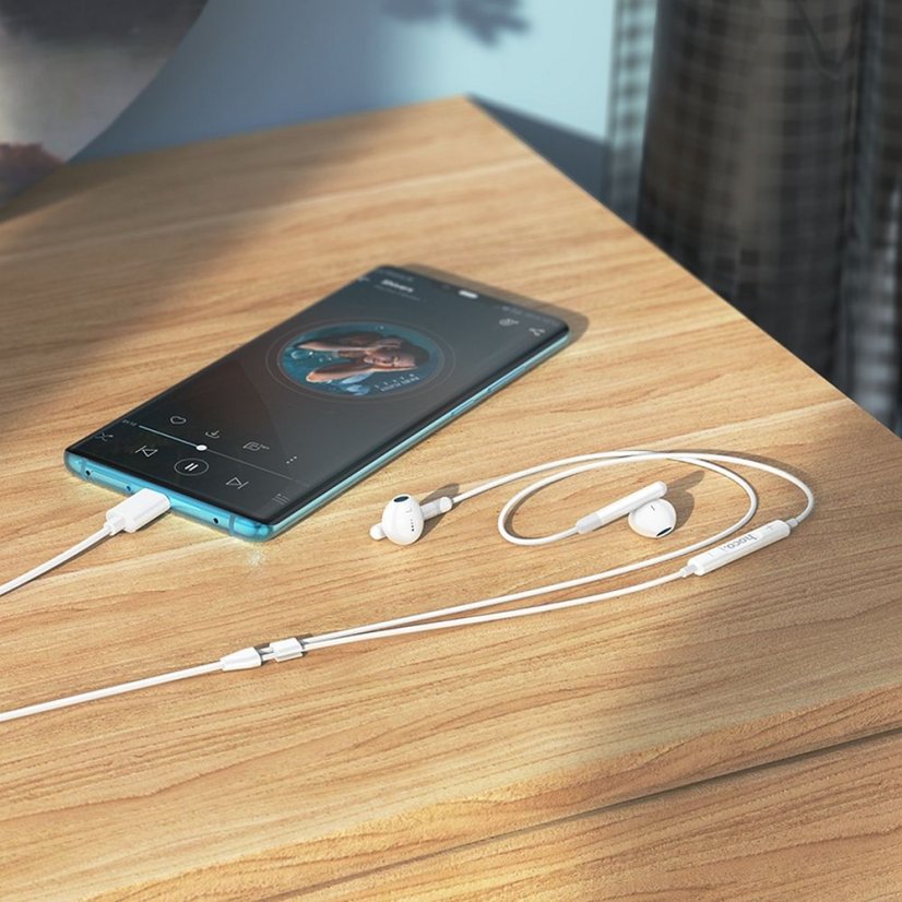 Slúchadlá Wire Earphones USB C Hoco M93 White