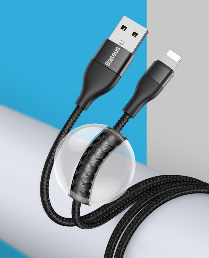 Baseus nylon kábel USB/USB Typ-C/Lightning 2A 1metrový pre rýchlonabíjanie 18W